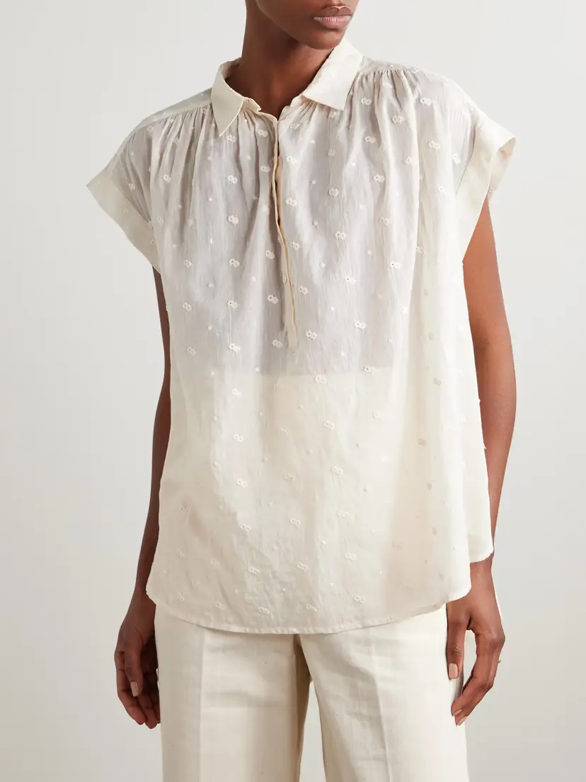 Nili Lotan Normandy Embroidered Cotton-voile Blouse | Thumbnail 3 Nili Lotan Normandy Embroidered Cotton-voile Blouse | Thumbnail 3