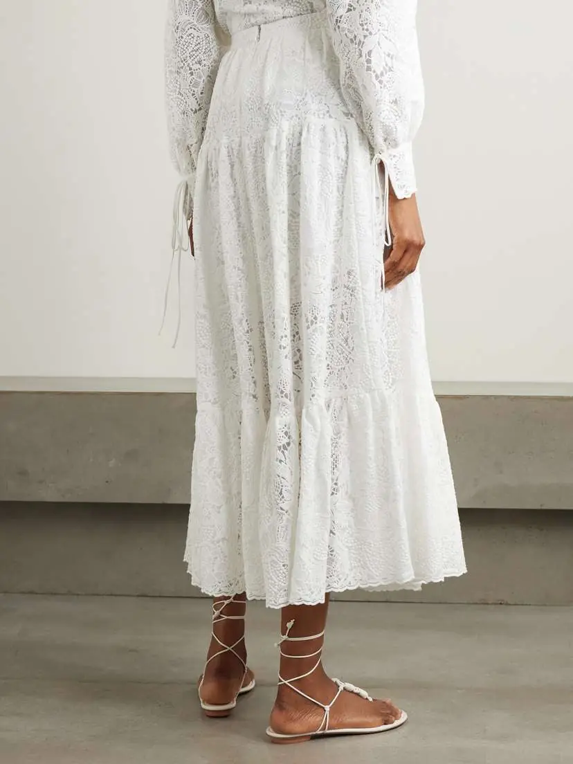 Erdem Tiered Cotton-lace Midi Skirt | Thumbnail 3