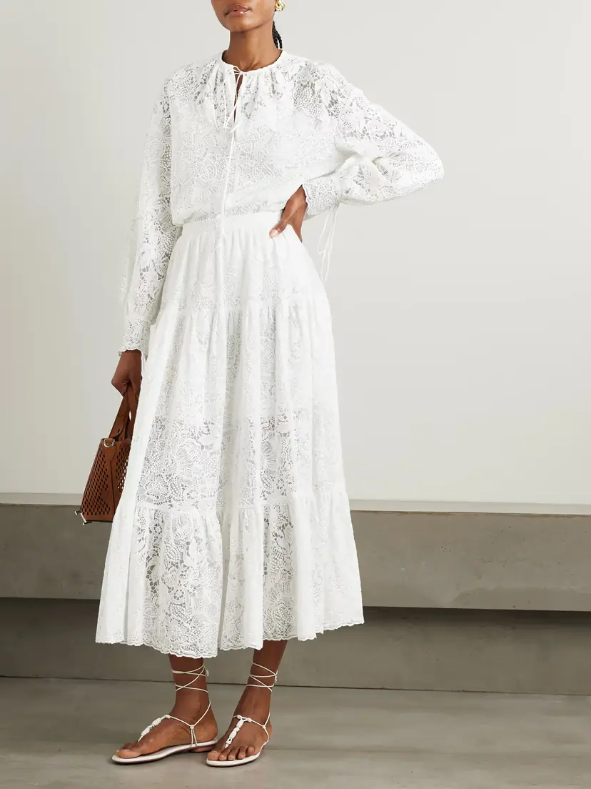 Erdem Tie-neck Cotton-lace Blouse | Thumbnail 2