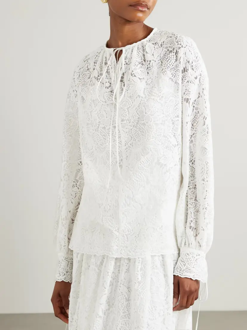 Erdem Tie-neck Cotton-lace Blouse | Thumbnail 3