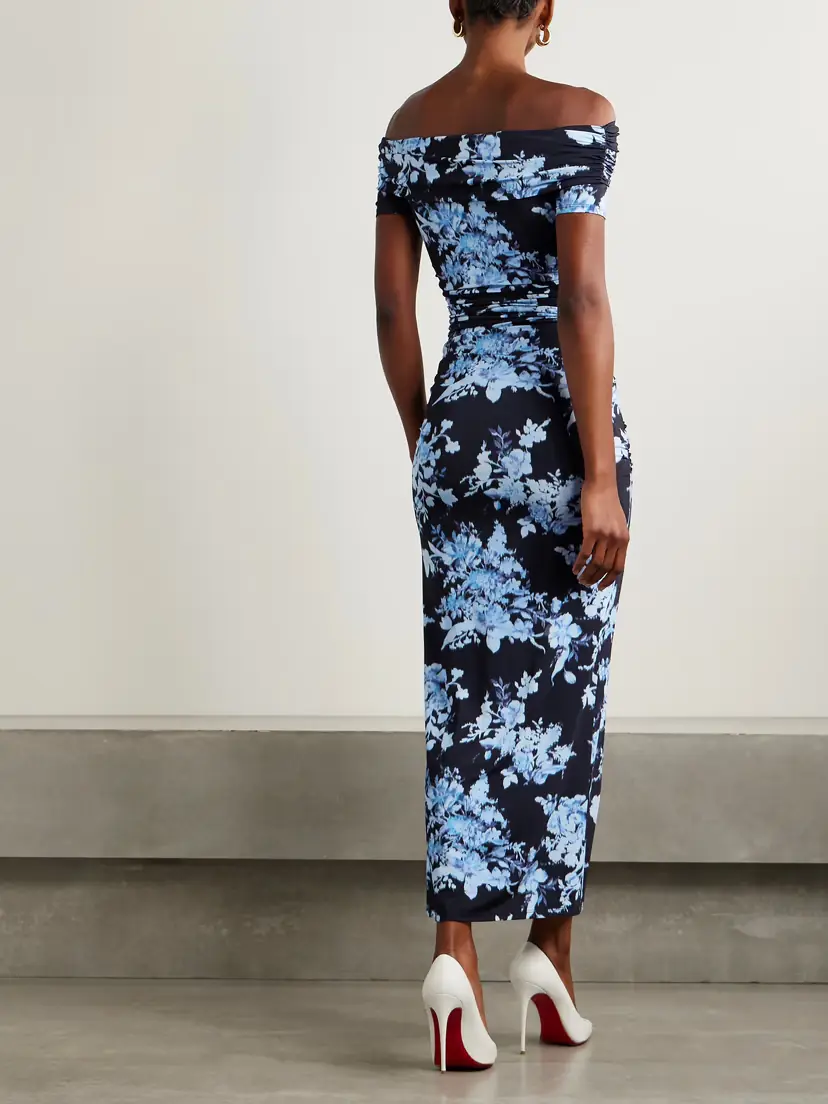 Carolina Herrera Off-the-shoulder Ruched Floral-print Stretch-jersey Midi Dress | Thumbnail 3 Carolina Herrera Off-the-shoulder Ruched Floral-print Stretch-jersey Midi Dress | Thumbnail 3