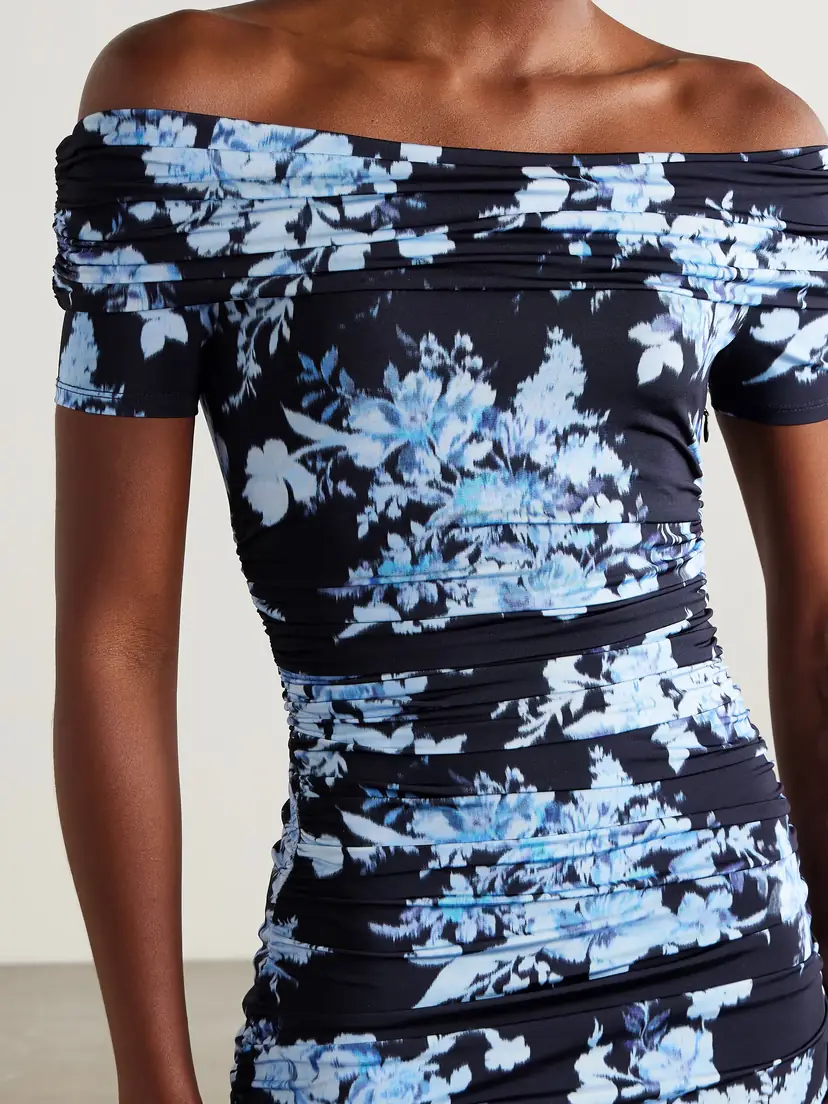 Carolina Herrera Off-the-shoulder Ruched Floral-print Stretch-jersey Midi Dress | Thumbnail 5 Carolina Herrera Off-the-shoulder Ruched Floral-print Stretch-jersey Midi Dress | Thumbnail 5