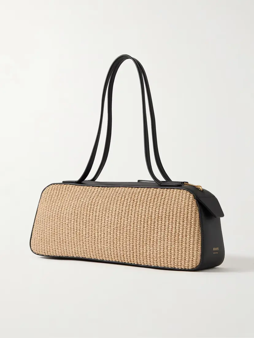 Khaite Simona Leather-trimmed Raffia Shoulder Bag | Thumbnail 3 Khaite Simona Leather-trimmed Raffia Shoulder Bag | Thumbnail 3