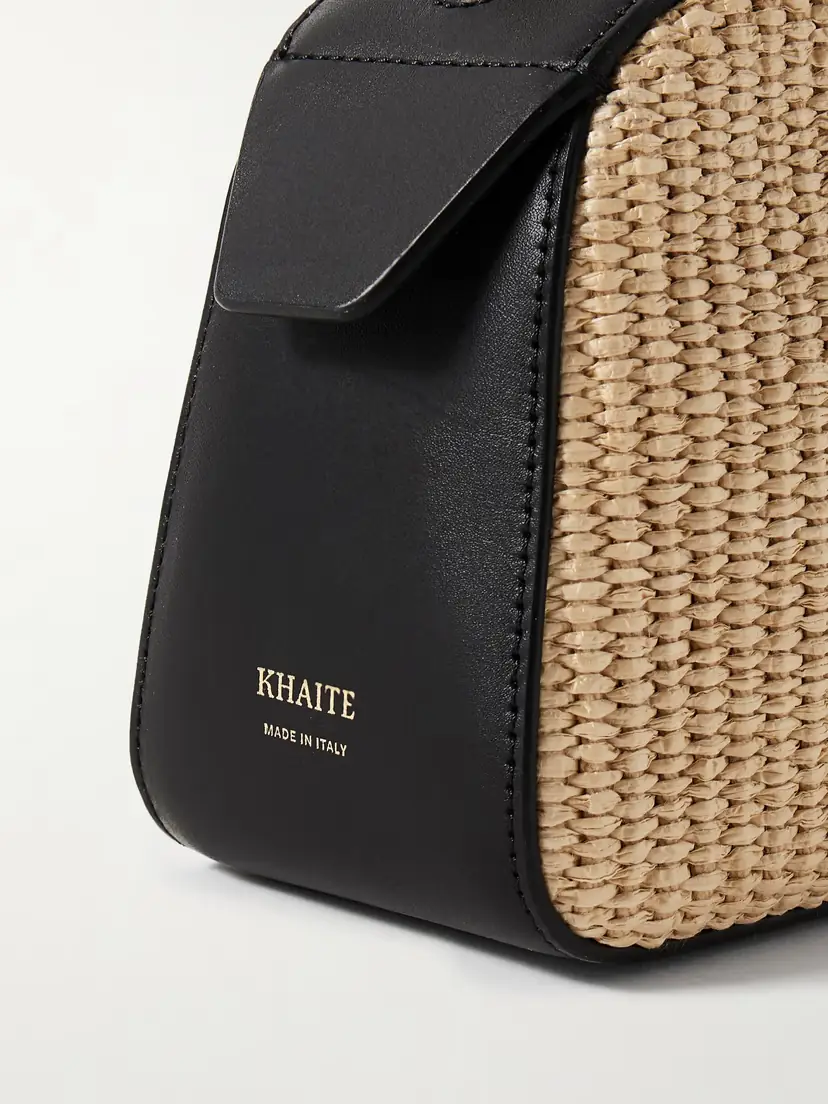Khaite Simona Leather-trimmed Raffia Shoulder Bag | Thumbnail 4 Khaite Simona Leather-trimmed Raffia Shoulder Bag | Thumbnail 4