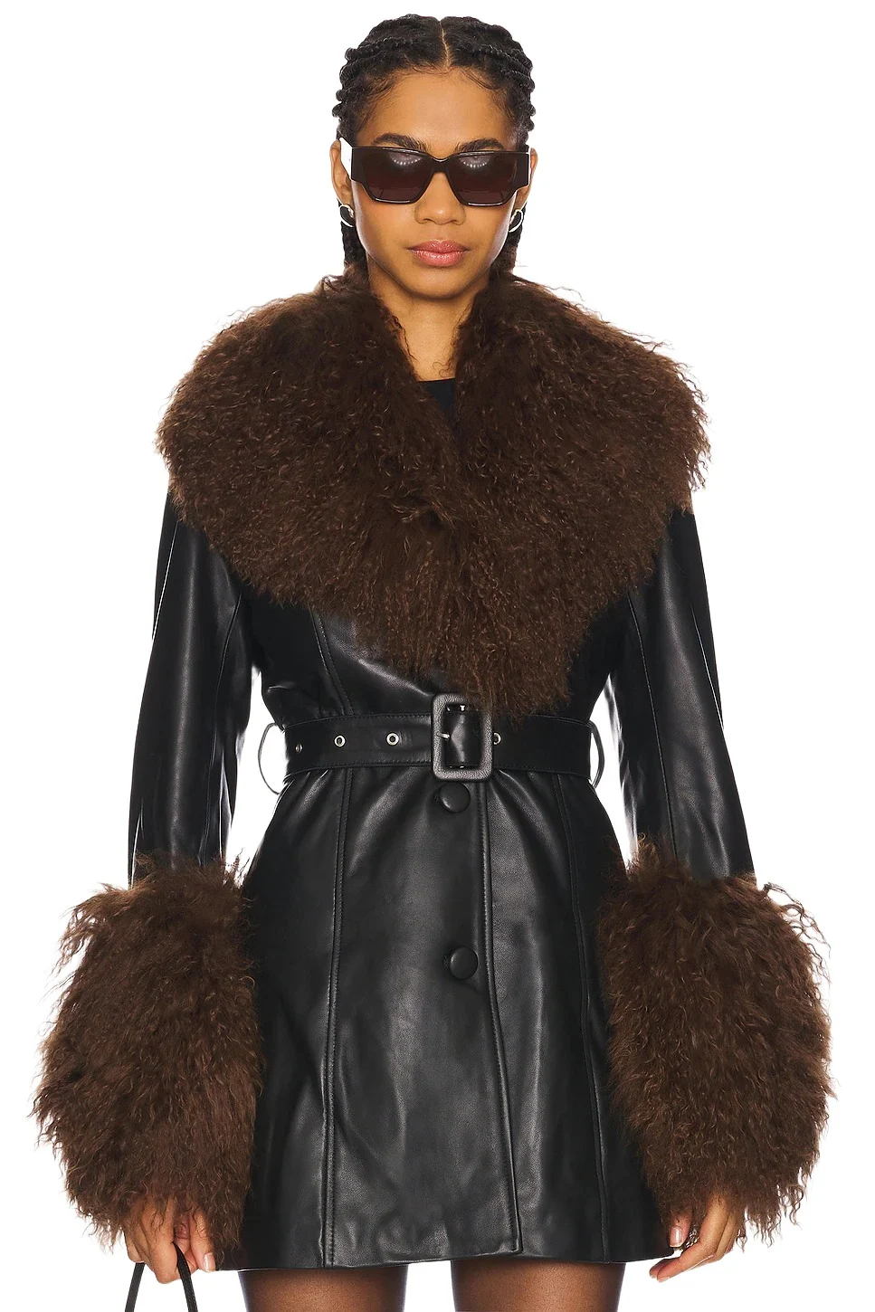 Mimi Leather Coat With Fur Trim Mimi Leather Coat With Fur Trim
