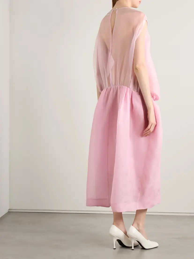 Khaite Noah Gathered Silk-organza Midi Dress | Thumbnail 3