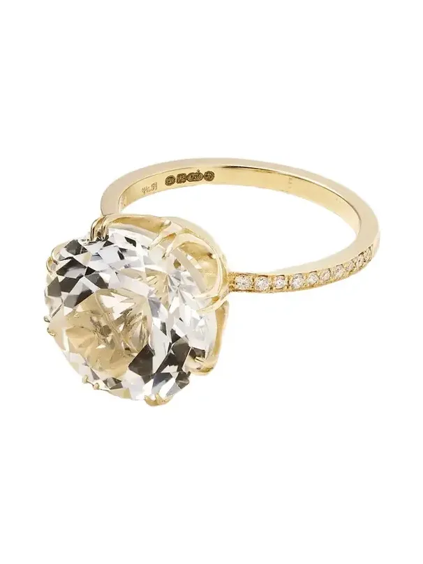 Solitaire Crown 18-karat Gold, Topaz And Diamond Ring Solitaire Crown 18-karat Gold, Topaz And Diamond Ring