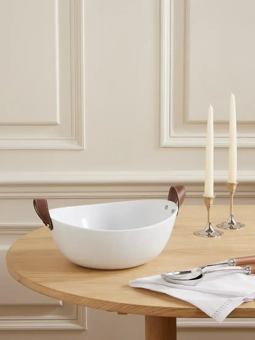 Ralph Lauren Home Wyatt Porcelain And Leather Salad Bowl | Thumbnail 2 Ralph Lauren Home Wyatt Porcelain And Leather Salad Bowl | Thumbnail 2