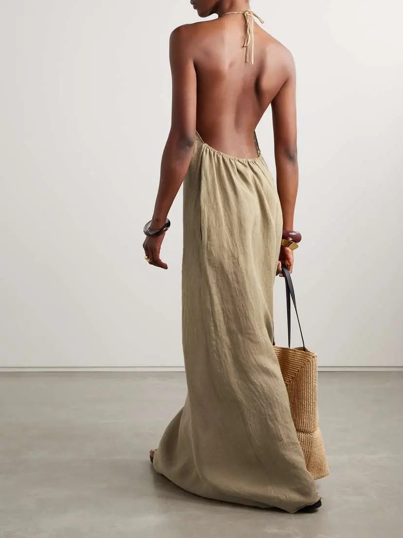 Nili Lotan Lelia Open-back Linen-voile Halterneck Maxi Dress | Thumbnail 2 Nili Lotan Lelia Open-back Linen-voile Halterneck Maxi Dress | Thumbnail 2