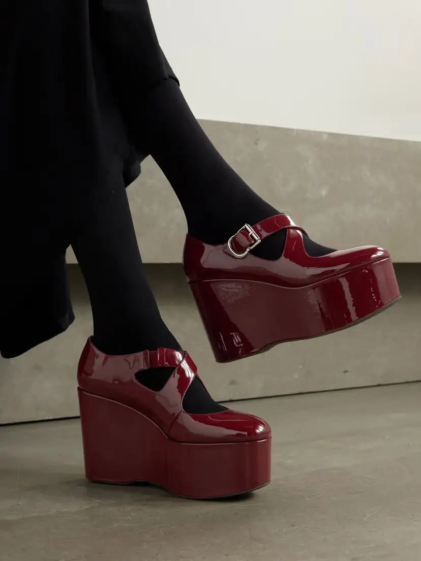 Alaïa 110 Patent-leather Platform Wedge Mary Jane Pumps | Thumbnail 2 Alaïa 110 Patent-leather Platform Wedge Mary Jane Pumps | Thumbnail 2