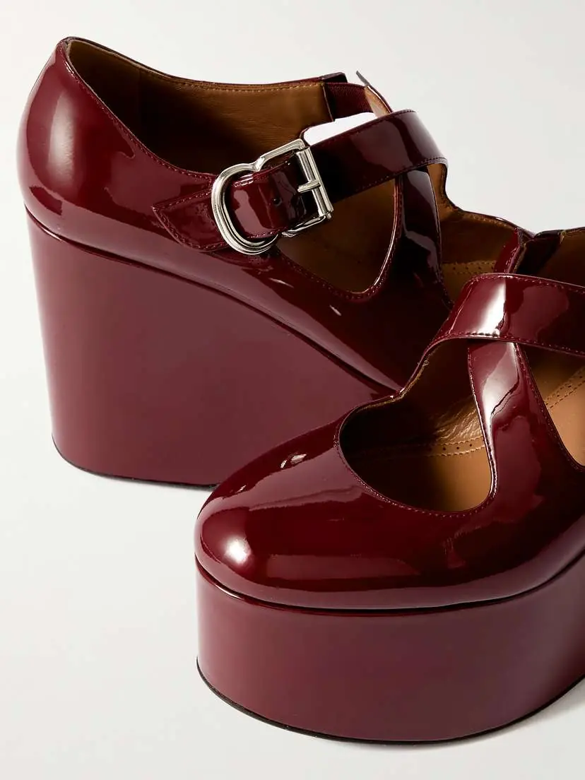 Alaïa 110 Patent-leather Platform Wedge Mary Jane Pumps | Thumbnail 4 Alaïa 110 Patent-leather Platform Wedge Mary Jane Pumps | Thumbnail 4