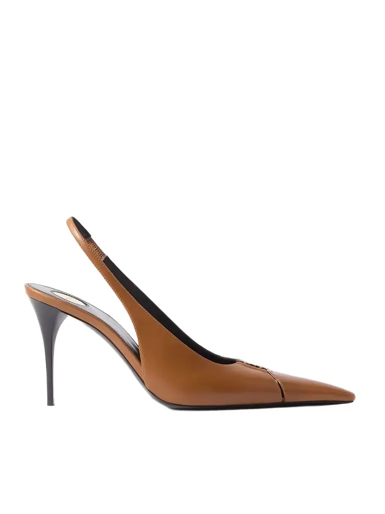 Saint Laurent Babylone Cutout Patent-leather Slingback Pumps | Image 1 Saint Laurent Babylone Cutout Patent-leather Slingback Pumps | Image 1