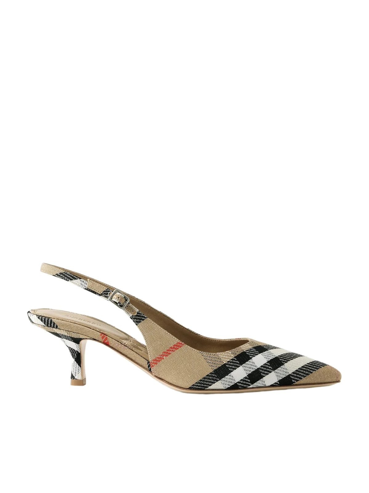 Burberry Checked Canvas-jacquard Slingback Pumps