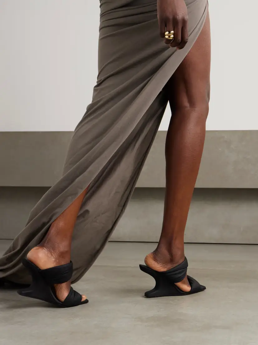 Rick Owens Twisted Cantilever Suede Wedge Mules | Thumbnail 2