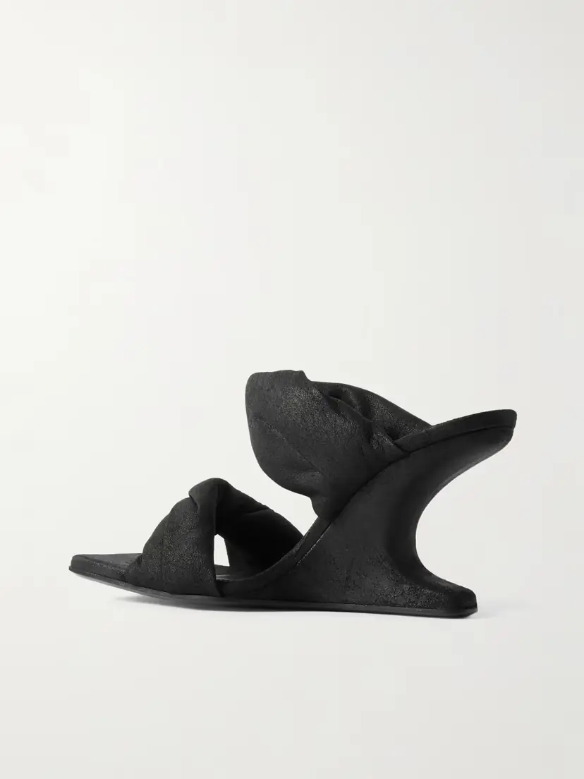 Rick Owens Twisted Cantilever Suede Wedge Mules | Thumbnail 3