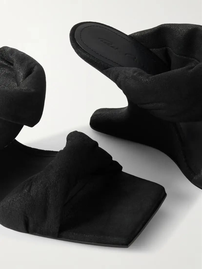 Rick Owens Twisted Cantilever Suede Wedge Mules | Thumbnail 4