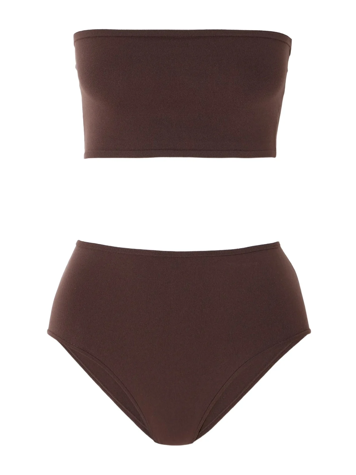 Stretch-jersey Bandeau Bra And Briefs Set - Brown Stretch-jersey Bandeau Bra And Briefs Set - Brown