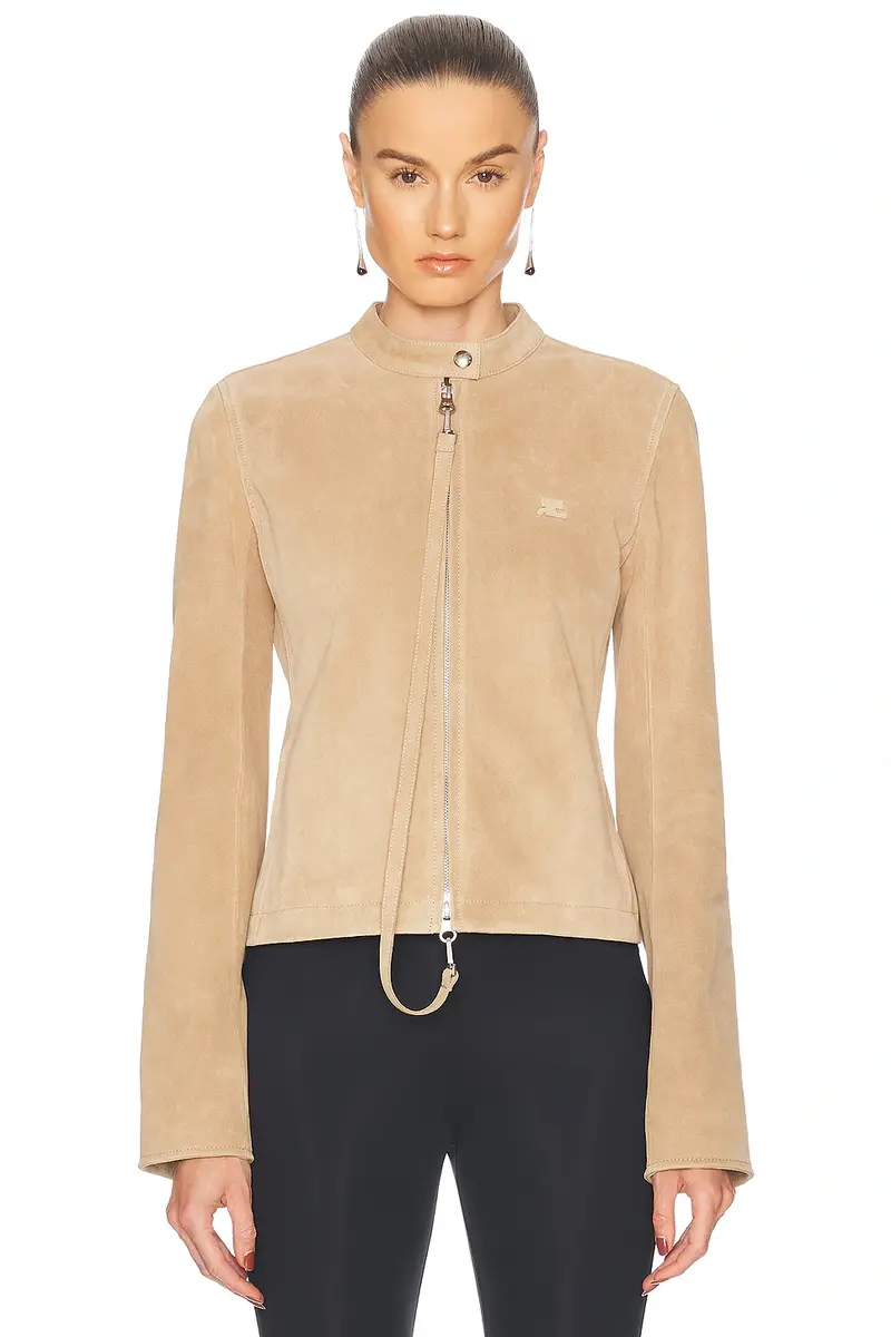 Courrèges Zipped Leather Biker Jacket | Thumbnail 2 Courrèges Zipped Leather Biker Jacket | Thumbnail 2