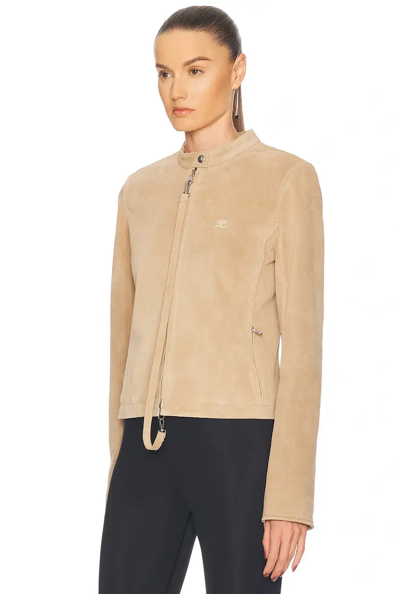 Courrèges Zipped Leather Biker Jacket | Thumbnail 3 Courrèges Zipped Leather Biker Jacket | Thumbnail 3