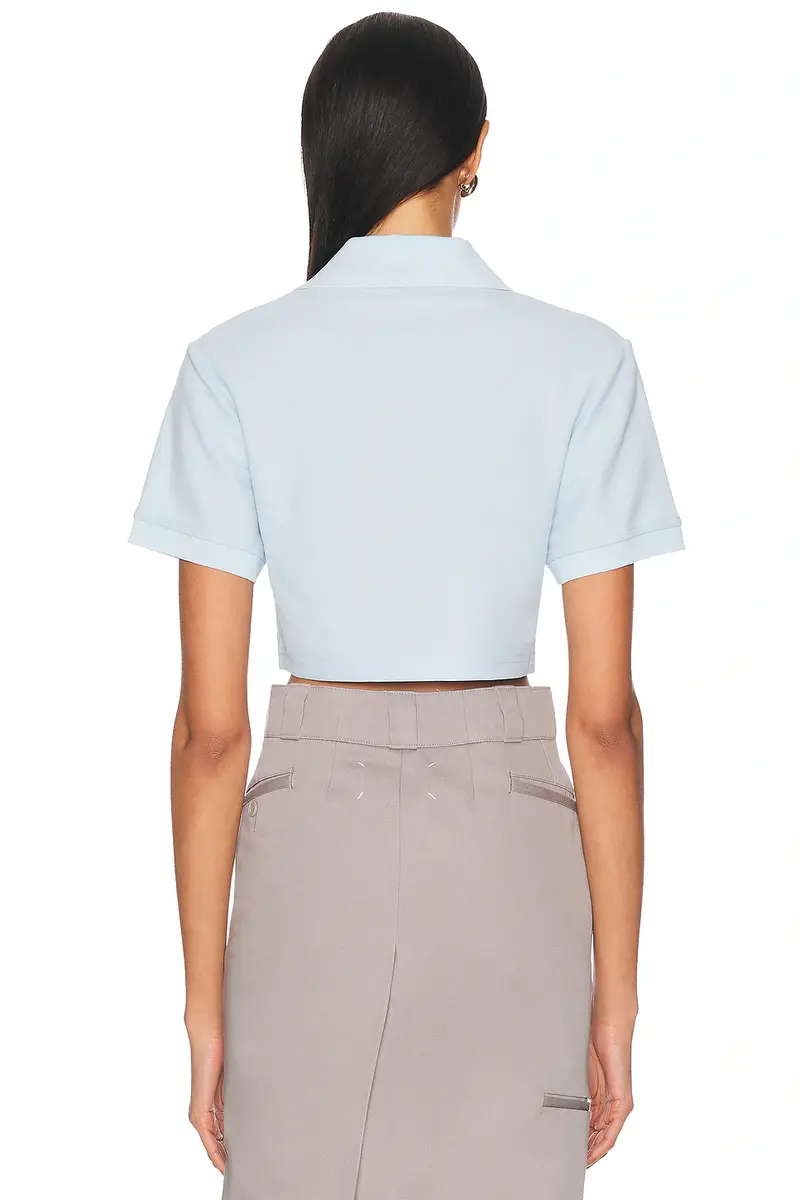 AREA Crystal Heart Cutout Cropped Polo Top | Thumbnail 6 AREA Crystal Heart Cutout Cropped Polo Top | Thumbnail 6