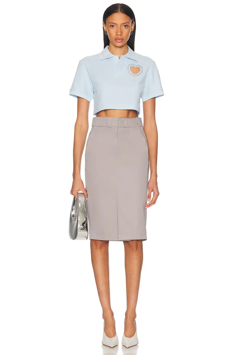 AREA Crystal Heart Cutout Cropped Polo Top | Thumbnail 7 AREA Crystal Heart Cutout Cropped Polo Top | Thumbnail 7