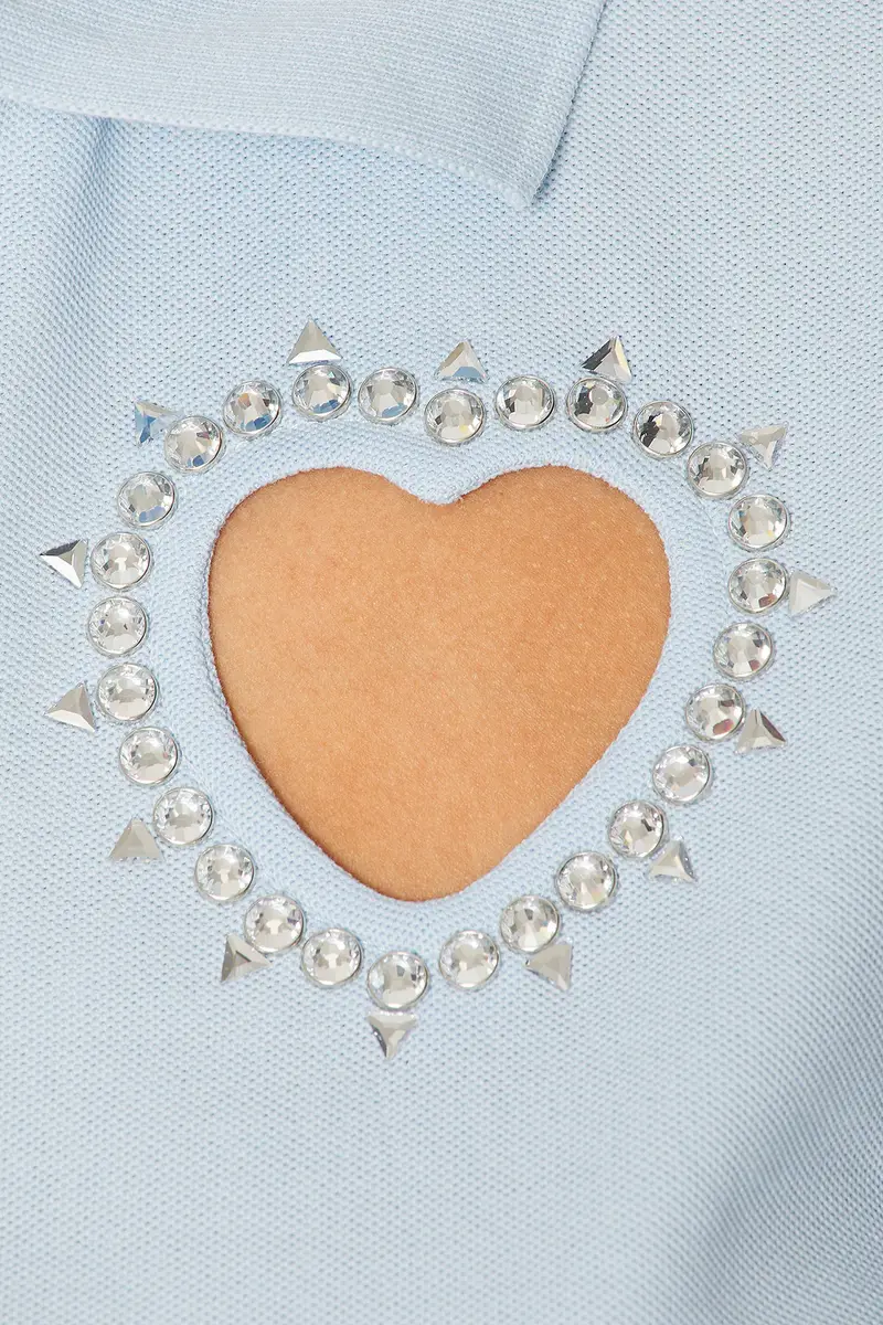 AREA Crystal Heart Cutout Cropped Polo Top | Thumbnail 8 AREA Crystal Heart Cutout Cropped Polo Top | Thumbnail 8