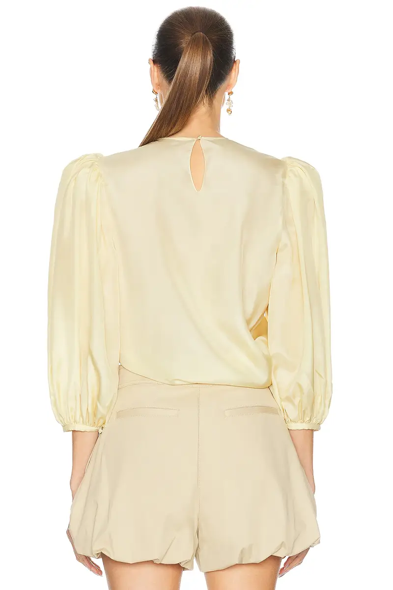 Chloé Cropped Puff Sleeves Draped Top | Thumbnail 3 Chloé Cropped Puff Sleeves Draped Top | Thumbnail 3