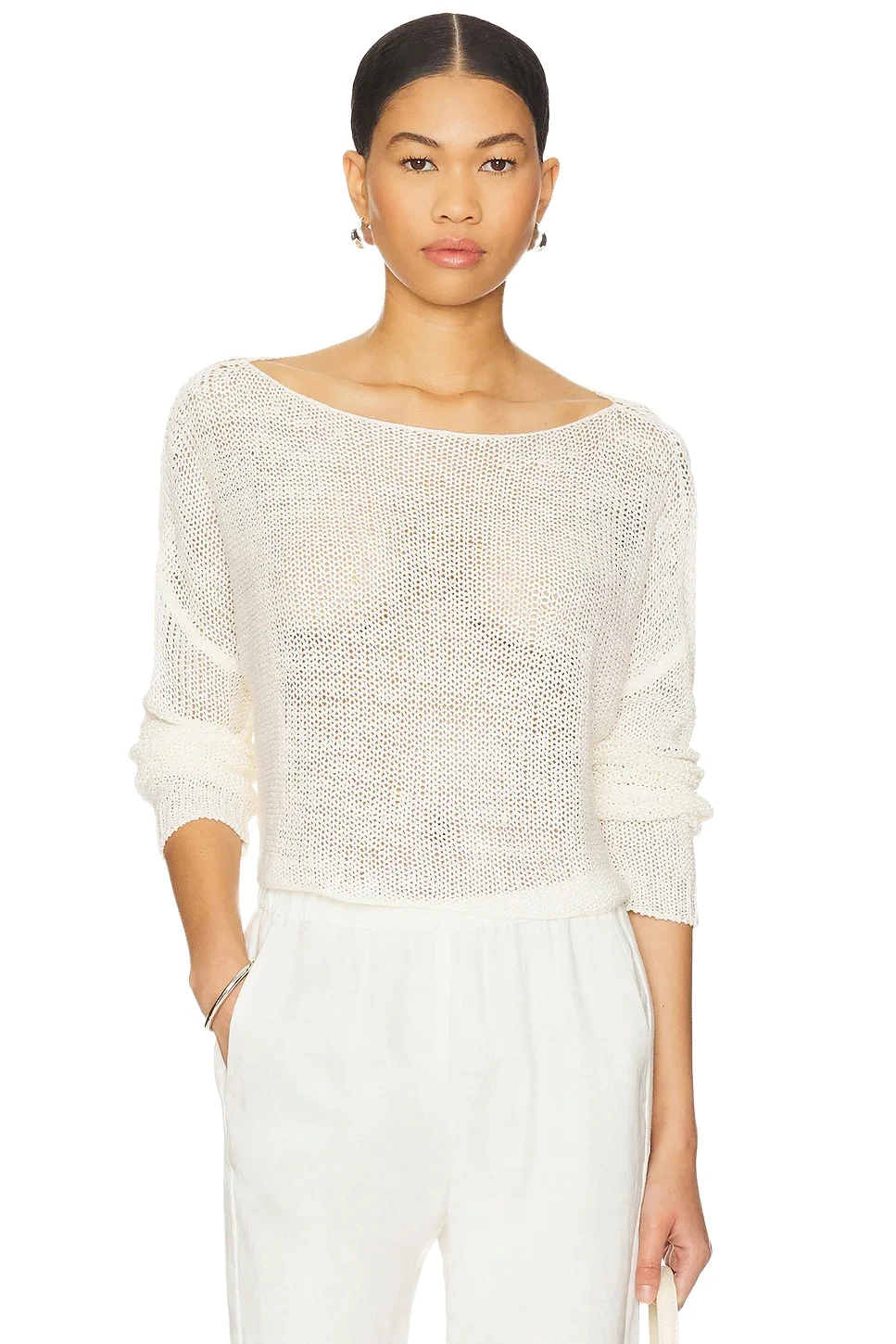 Linen Open Knit Bateau Sweater