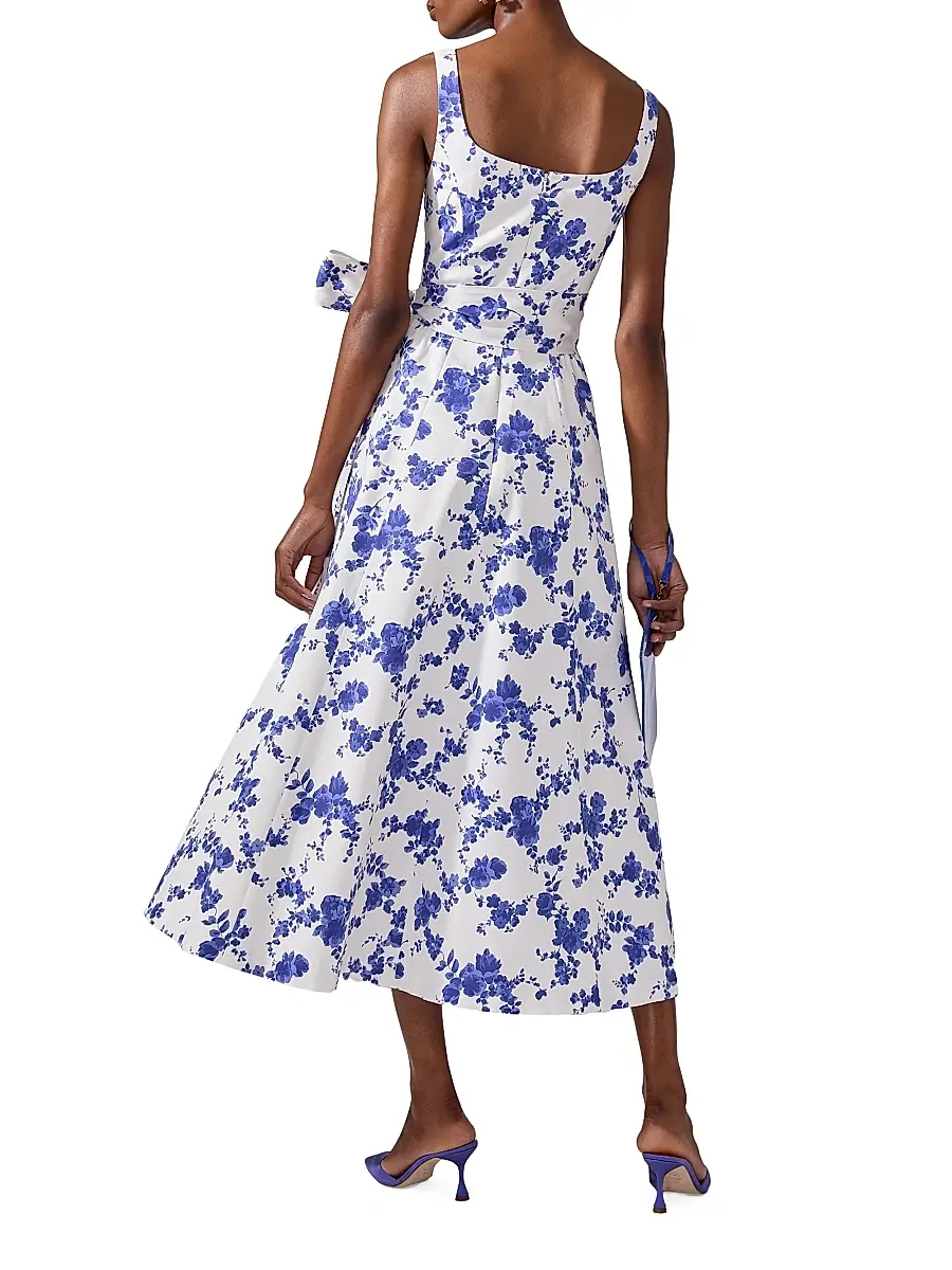Carolina Herrera Women's Cabana Floral Stretch Cotton Scoopneck Midi-Dress - White Multi | Thumbnail 3 Carolina Herrera Women's Cabana Floral Stretch Cotton Scoopneck Midi-Dress - White Multi | Thumbnail 3