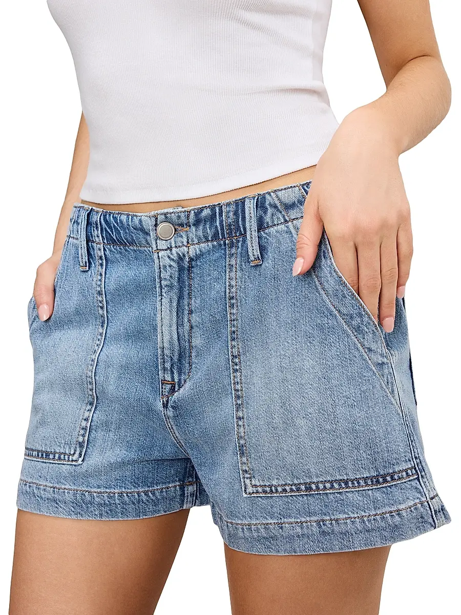 GOOD AMERICAN Women's Lite Linen Denim Shorts | Thumbnail 5 GOOD AMERICAN Women's Lite Linen Denim Shorts | Thumbnail 5