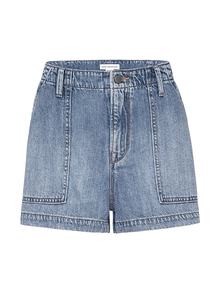 Good American Women's Lite Linen Denim Shorts - Indigo | Image 1 Good American Women's Lite Linen Denim Shorts - Indigo | Image 1