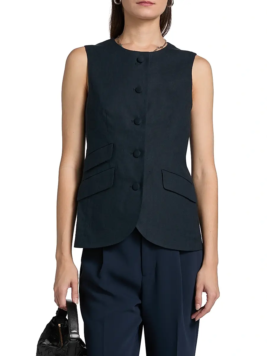 rag & bone Women's Slade Linen-Blend Vest | Thumbnail 3 rag & bone Women's Slade Linen-Blend Vest | Thumbnail 3