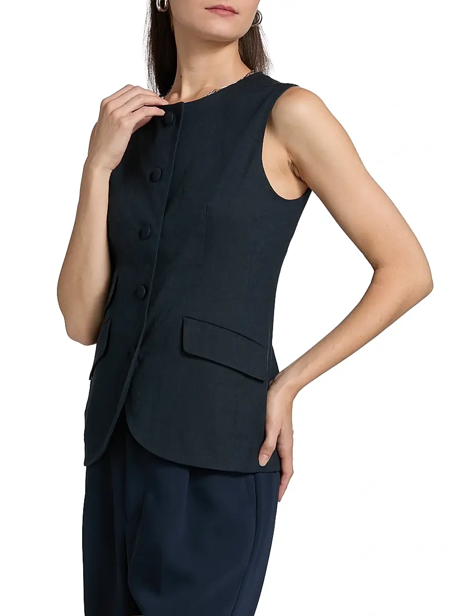 rag & bone Women's Slade Linen-Blend Vest | Thumbnail 4 rag & bone Women's Slade Linen-Blend Vest | Thumbnail 4
