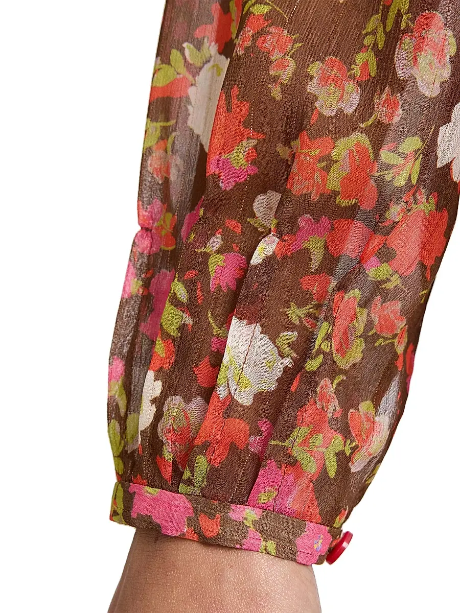 Santorelli Women's Winnie Floral Georgette Blouse | Thumbnail 5