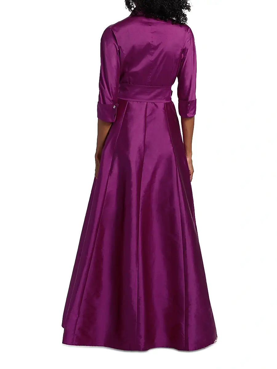 Teri Jon by Rickie Freeman Women's Shirt Waist Tafetta Gown | Thumbnail 5