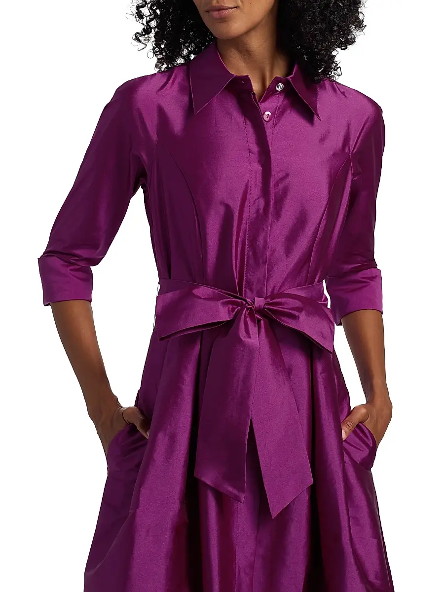 Teri Jon by Rickie Freeman Women's Shirt Waist Tafetta Gown | Thumbnail 6