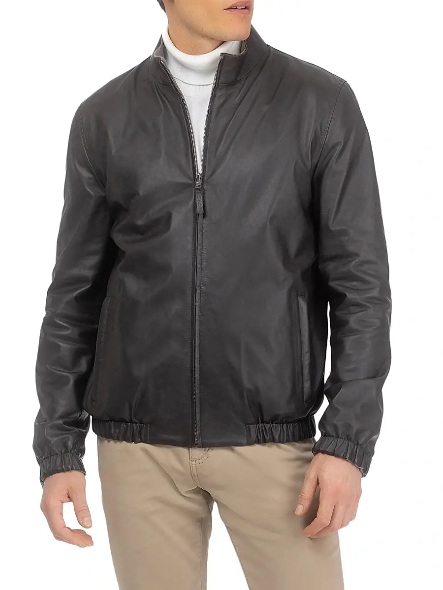 Gorski Men's Men's Light Nappa Leather Reversible Jacket | Thumbnail 2 Gorski Men's Men's Light Nappa Leather Reversible Jacket | Thumbnail 2