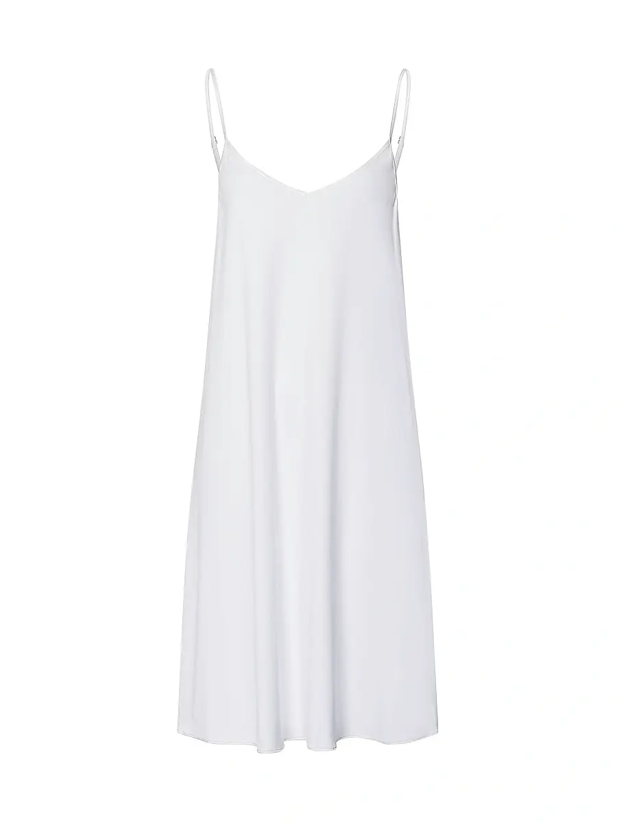 Hanro Women's V-Neck Spaghetti-Strap Cotton & SilkGown - White | Thumbnail 3 Hanro Women's V-Neck Spaghetti-Strap Cotton & SilkGown - White | Thumbnail 3