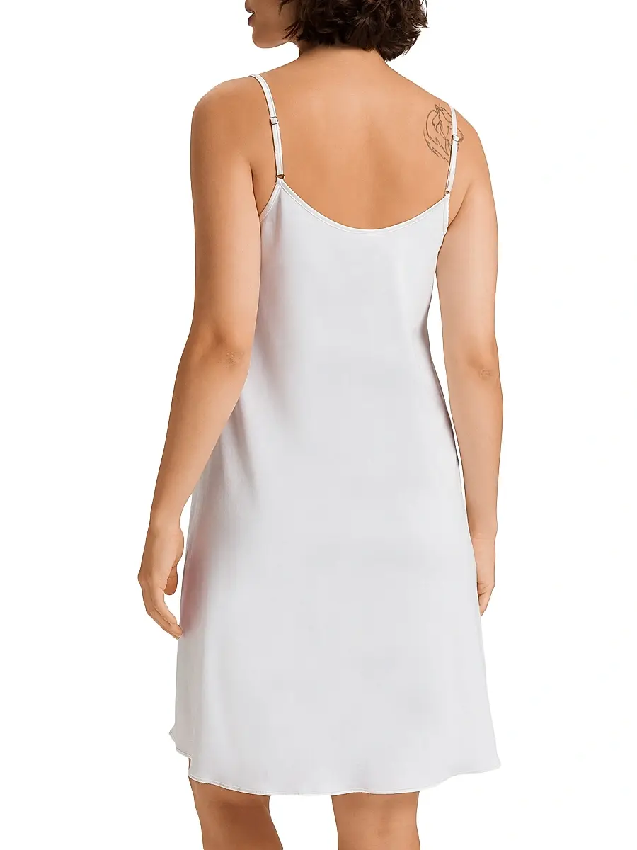 Hanro Women's V-Neck Spaghetti-Strap Cotton & SilkGown - White | Thumbnail 5 Hanro Women's V-Neck Spaghetti-Strap Cotton & SilkGown - White | Thumbnail 5