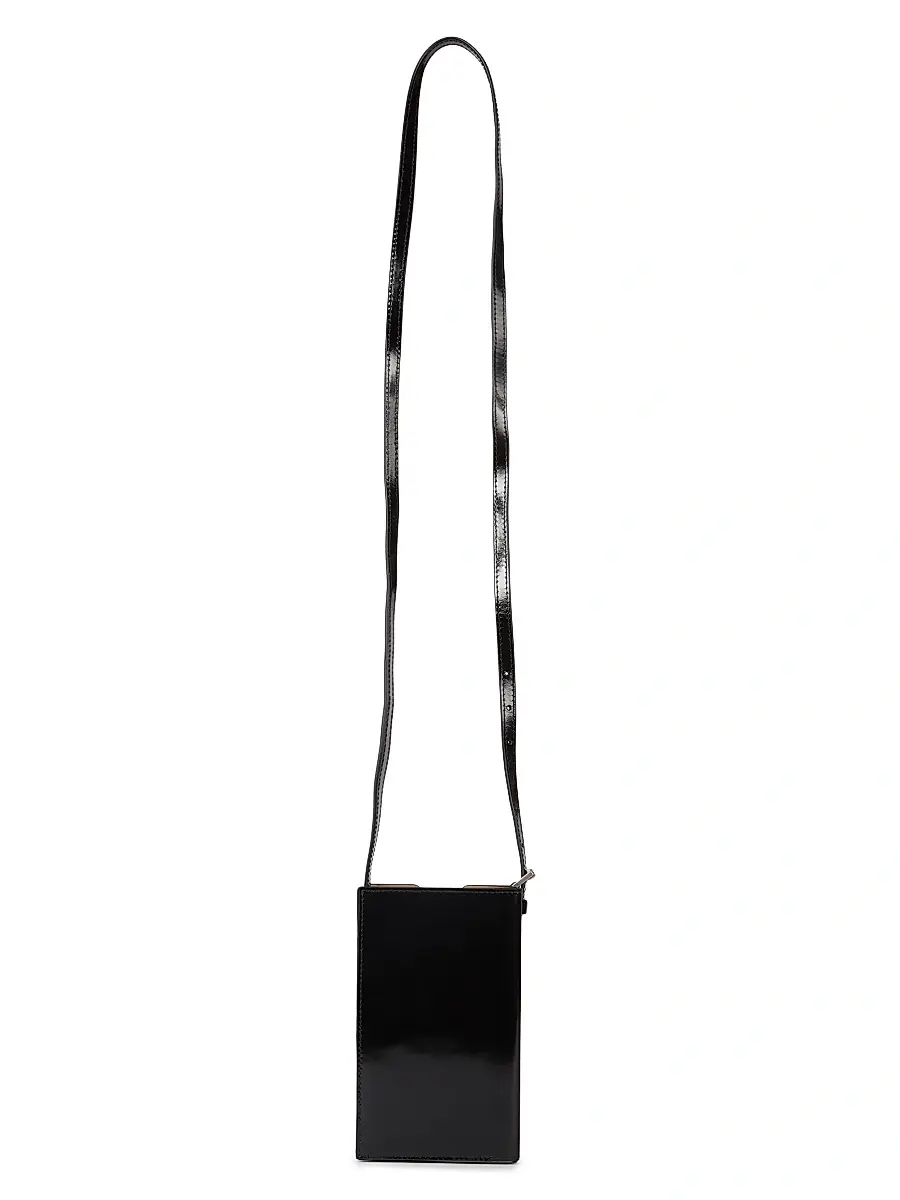 Dries Van Noten Men's Patent Leather Credit Card Pocket Phone Holder - Black | Image 1 Dries Van Noten Men's Patent Leather Credit Card Pocket Phone Holder - Black | Image 1