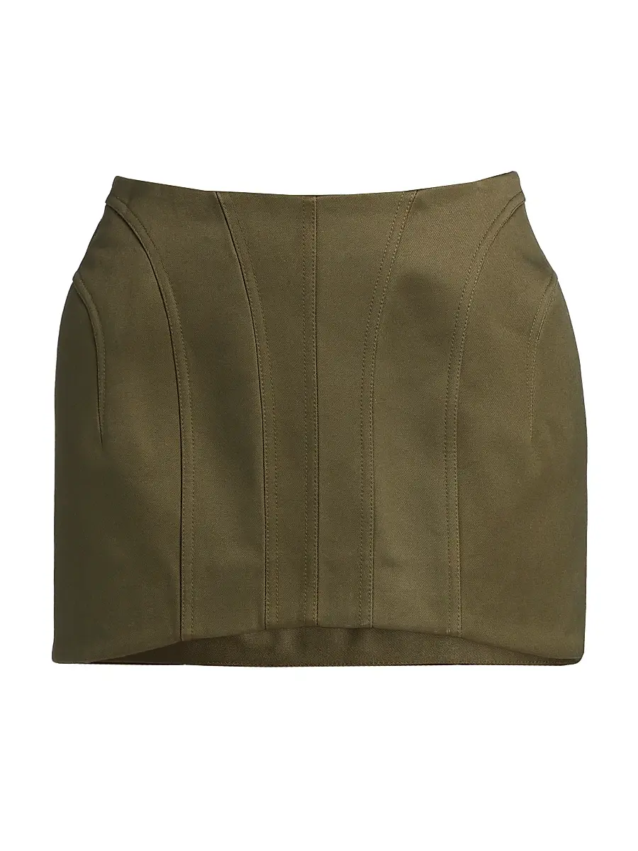 Mugler Women's Jupe Structured Miniskirt - Khaki | Image 1 Mugler Women's Jupe Structured Miniskirt - Khaki | Image 1
