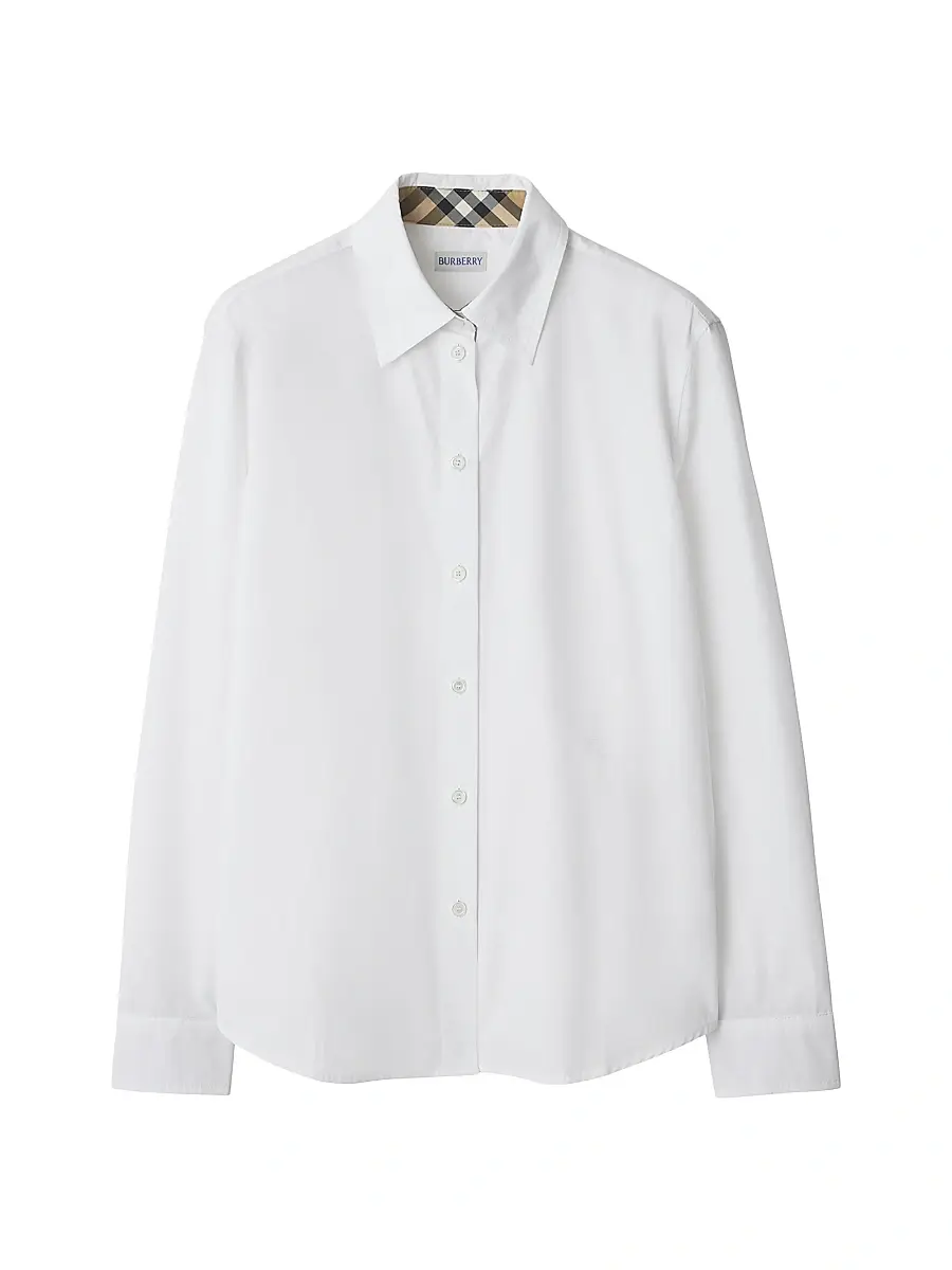 Burberry Women's Regular Fit Cotton Poplin Shirt - White | Image 1 Burberry Women's Regular Fit Cotton Poplin Shirt - White | Image 1
