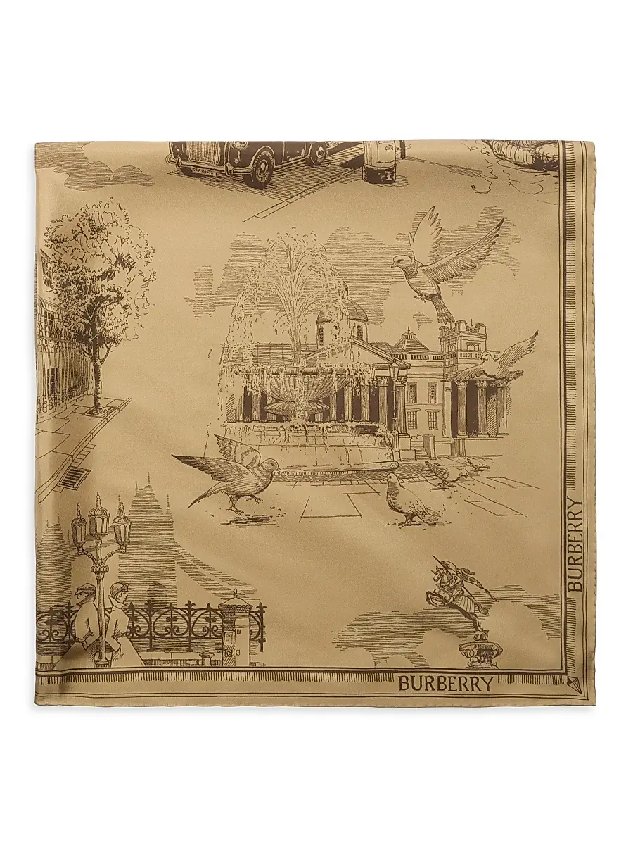 Burberry Women's London Landmarks Silk Scarf - Sand | Thumbnail 2 Burberry Women's London Landmarks Silk Scarf - Sand | Thumbnail 2