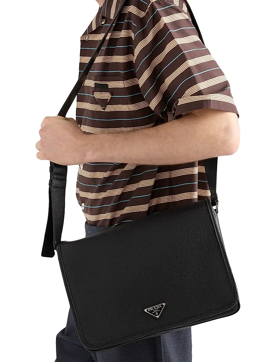 Prada Men's Leather Shoulder Bag - Black | Thumbnail 7 Prada Men's Leather Shoulder Bag - Black | Thumbnail 7
