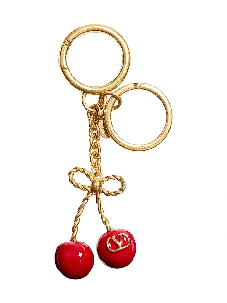 Women's Chez Metal and Enamel Bag Charm with Key Ring - Antique Brass Red Women's Chez Metal and Enamel Bag Charm with Key Ring - Antique Brass Red