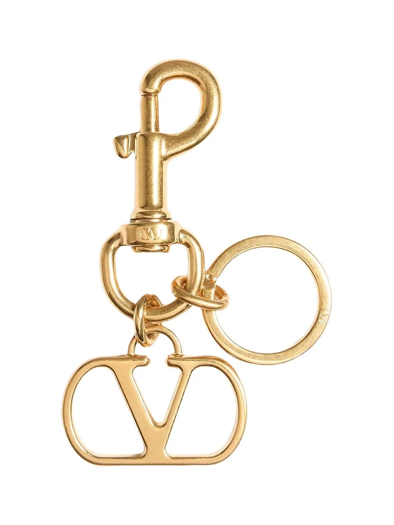 Women's VLogo Signature Metal Bag Charm with Key Ring - Antique Brass