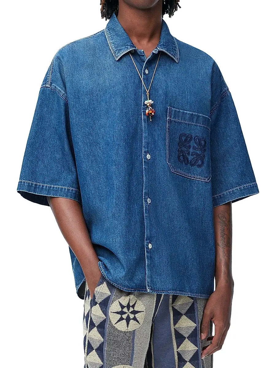 Loewe Men's x Paula's Ibiza Denim Short-Sleeve Shirt | Thumbnail 3
