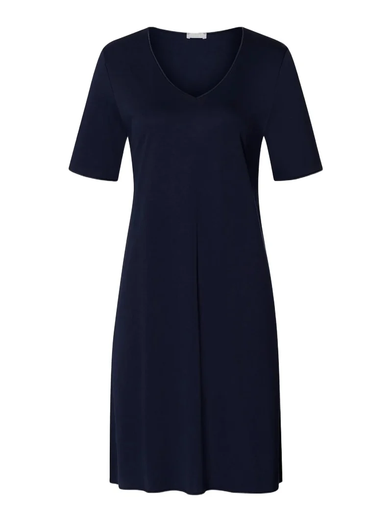 Women's V-Neck Cotton & Silk Nightgown - Deep Navy Women's V-Neck Cotton & Silk Nightgown - Deep Navy