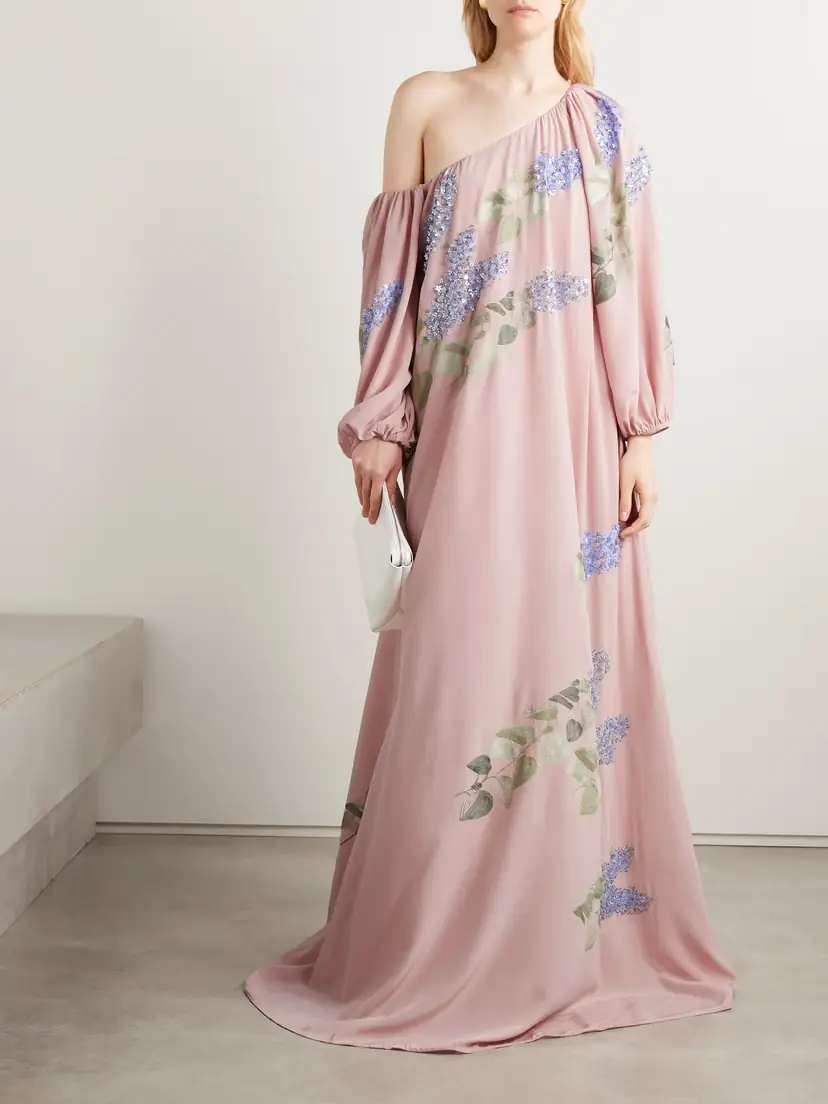 BERNADETTE Nathalie Off-the-shoulder Embellished Silk Crepe De Chine Gown | Thumbnail 2 BERNADETTE Nathalie Off-the-shoulder Embellished Silk Crepe De Chine Gown | Thumbnail 2