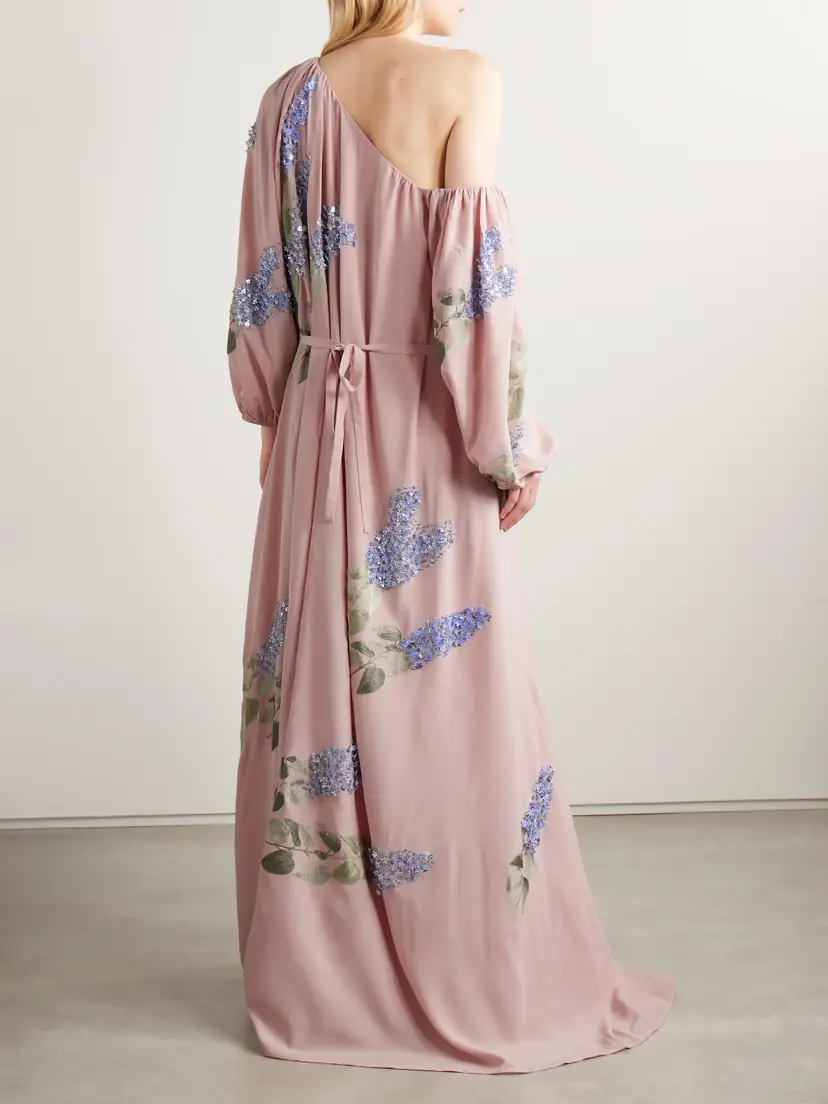 BERNADETTE Nathalie Off-the-shoulder Embellished Silk Crepe De Chine Gown | Thumbnail 3 BERNADETTE Nathalie Off-the-shoulder Embellished Silk Crepe De Chine Gown | Thumbnail 3